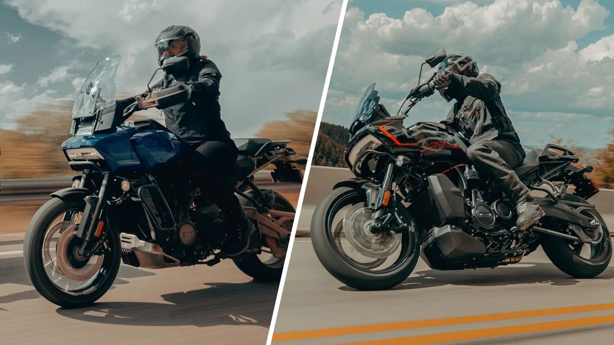 2025 Harley-Davidson Pan America 1250 ST and 1250 Special side by side on Skyline Drive