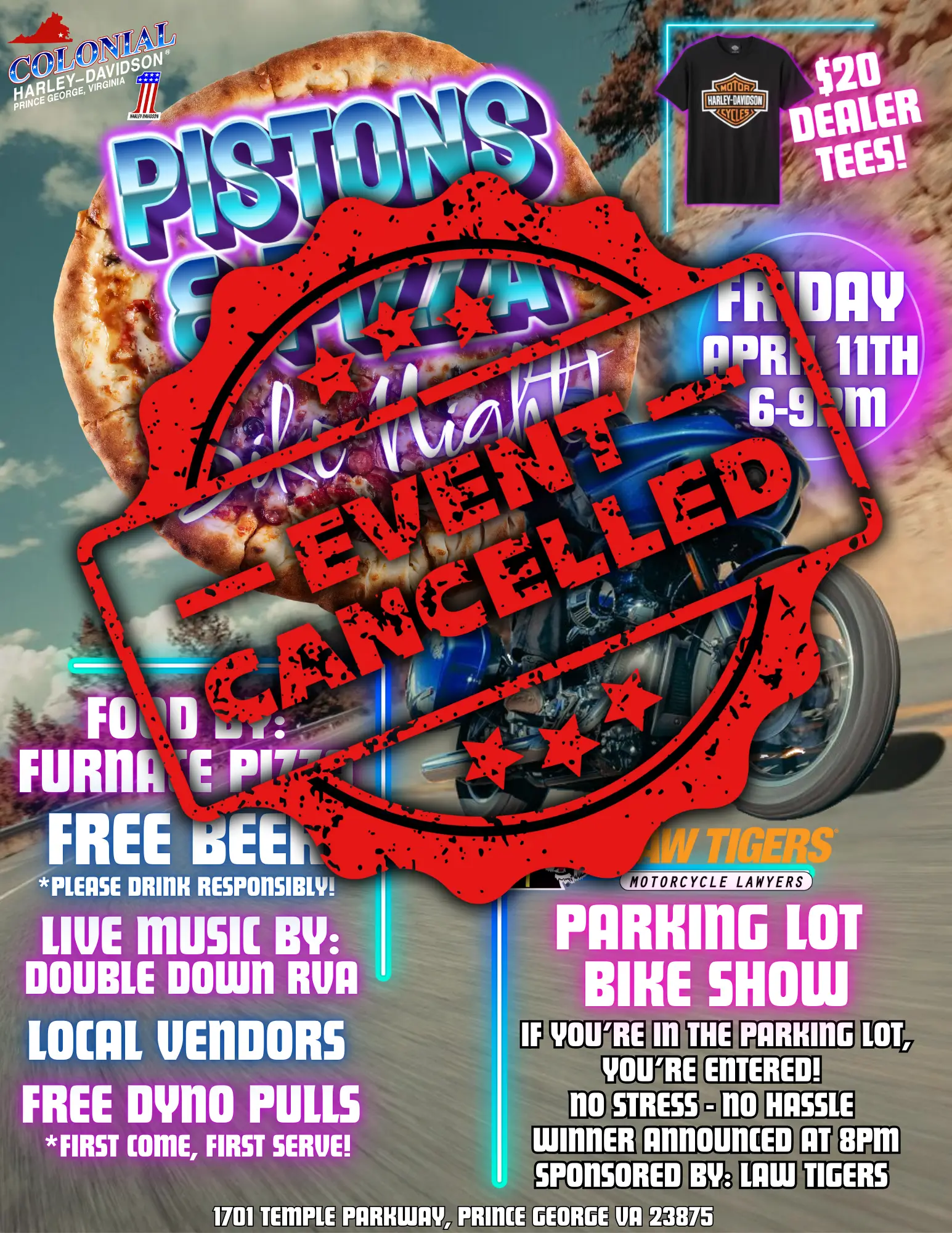 *CANCELLED DUE TO WEATHER* Pistons & Pizza BIKE NIGHT!