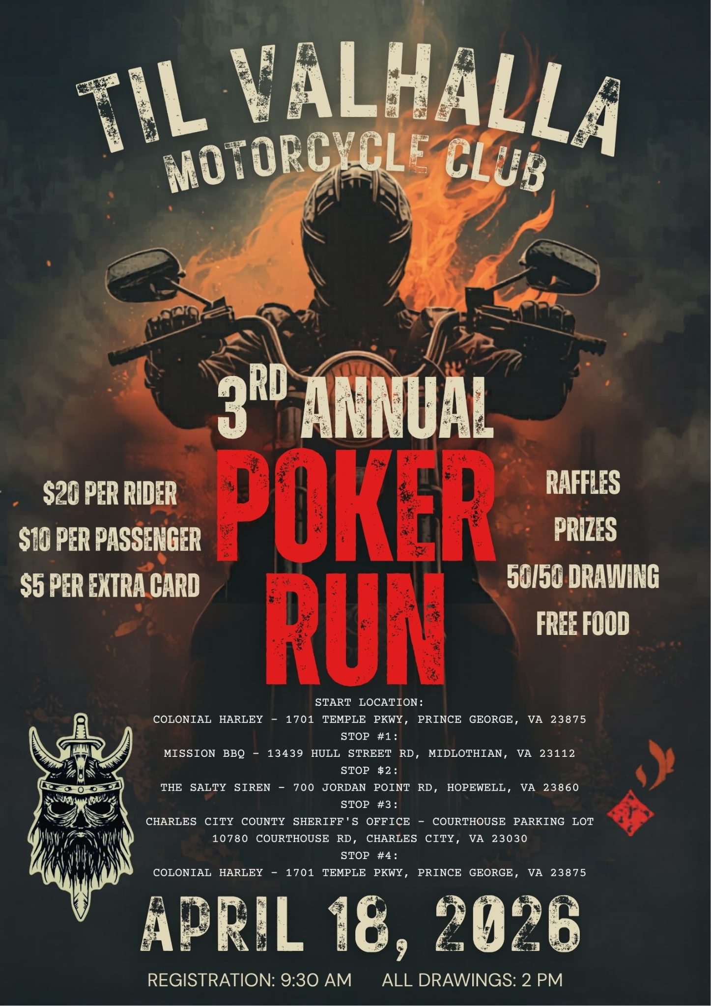 3rd Annual Poker Run with Til Valhalla Motorcycle Club