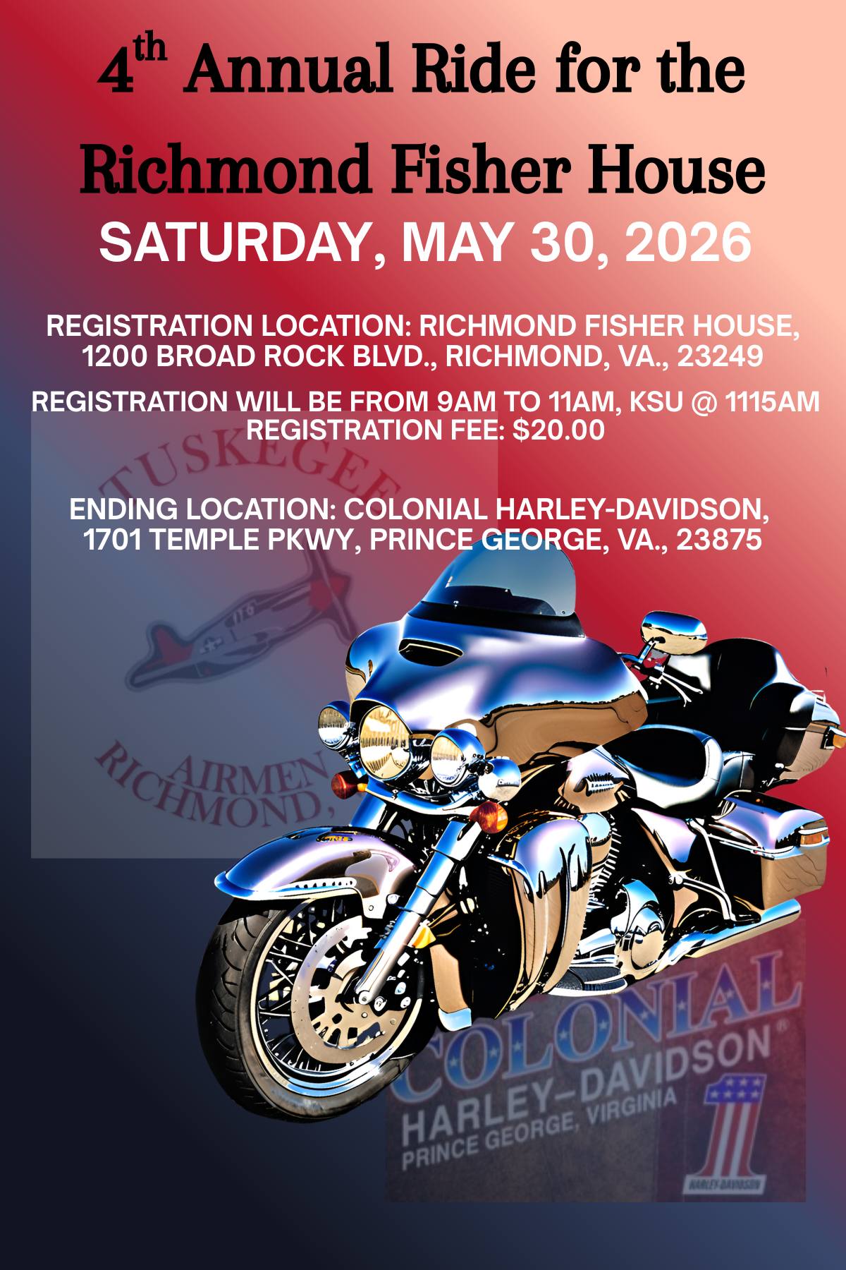 Tuskegee Airmen 4th Annual Ride for the Richmond Fisher House & Cookout